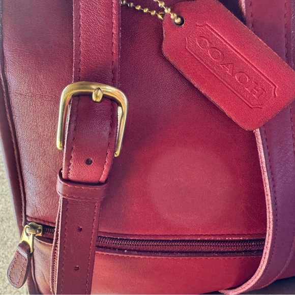 Coach Red 2pc Genuine Leather Backpack Purse Ltd. Edition & Cosmetic Pouch Set - Picture 15 of 17